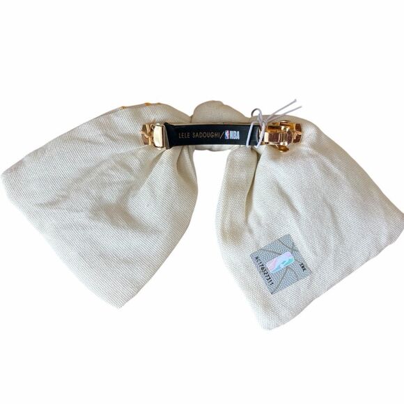 LELE SADOUGHI x LA LAKERS BASKETBALL NBA IVORY CLIP BOW BARRETTE w/BAG FAN NWT - Picture 7 of 14